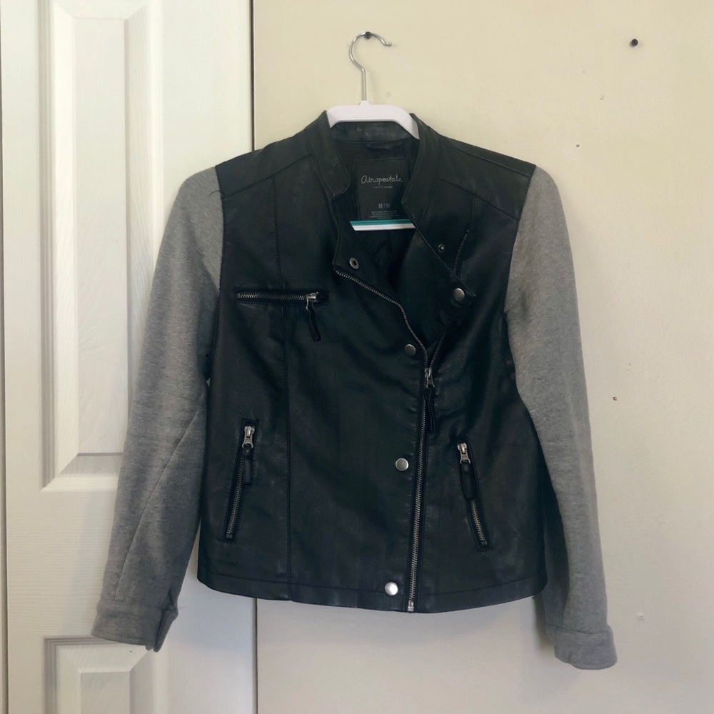 Leather sweatshirt jacket size M